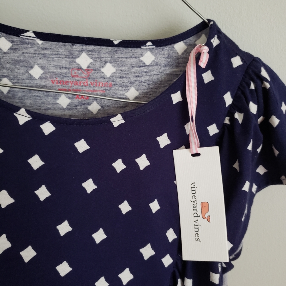 NWT Vineyard Vines Women's Navy/White Diamond Top - Picture 3 of 9